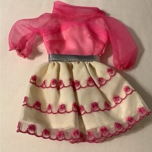 Barbie Pink and Cream Doll Dress with Silver Belt